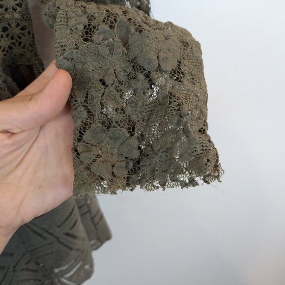 Free People Gracie Brushed Lace Top in Green, Sz S - Picture 3 of 6